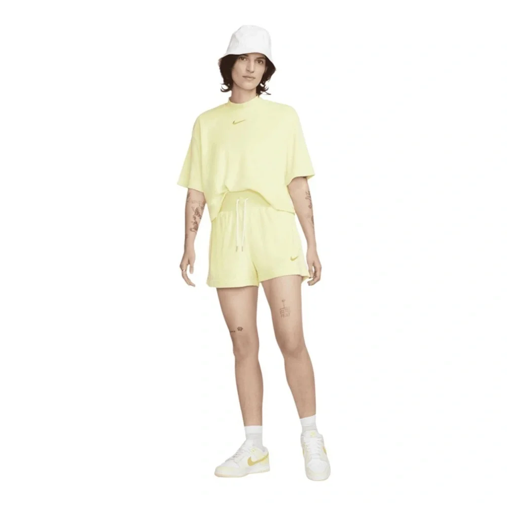 Nike Yellow Terry Cloth Retro 2” Inseam High Waist Shorts Women’s Size Small